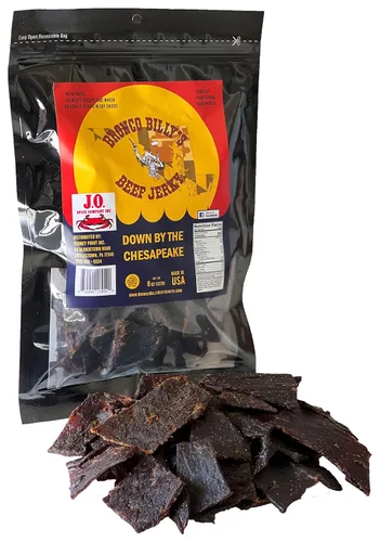 Miniatura 21 de Bolsa resellable de media libra de carne de res con sabor a bourbon Bronco Billy's Beef Jerky