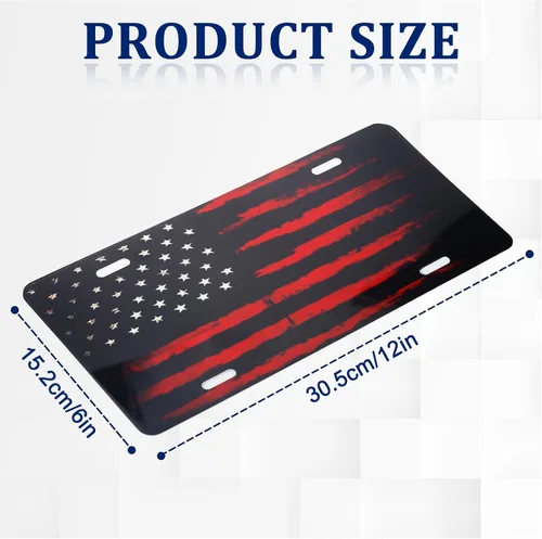 Miniatura 2 de Marco de matrícula vintage con bandera americana, placas de matrícula de coche 3D con relieve personalizado de la bandera de EE. UU. con 4 agujeros