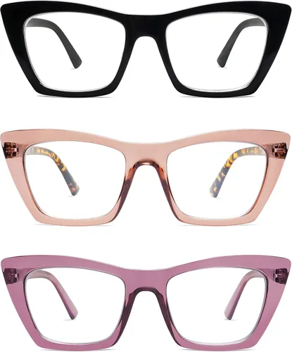 Miniatura 8 de AMOMOMA Anteojos de lectura de gran tamaño para mujer, diseño de ojo de gato a la moda, lector de computadora con luz azul AM6028 Ac1 Blk+c2 Tortuga