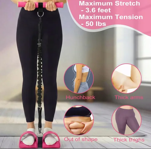 Miniatura 5 de Banda de resistencia de pedal mejorada con asa, herramienta de ejercicio de tirador de moda, dispositivo de resistencia de pedal de tubo de látex