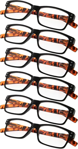 Miniatura 16 de Gafas de lectura, paquete de 5 bisagras de resorte para mujeres y hombres, incluye 3 negras 2 tortugas +0.00