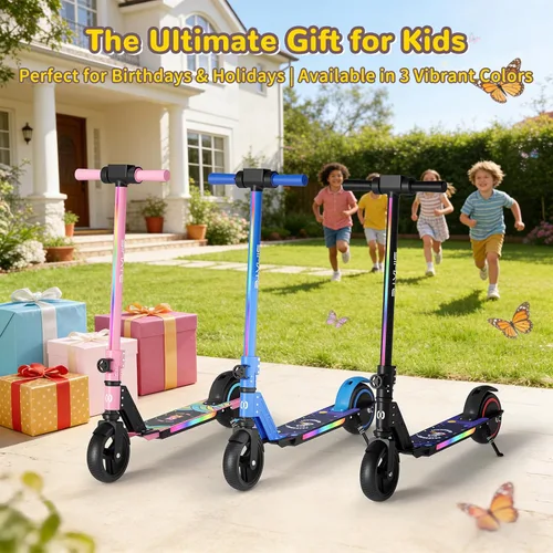 Miniatura 6 de SIMATE Electric Scooter for Kids 6-14, e Kick Scooter with LED Display and Colorful Lights, Adjustable Height and Foldable, Double Brake, Gifts for