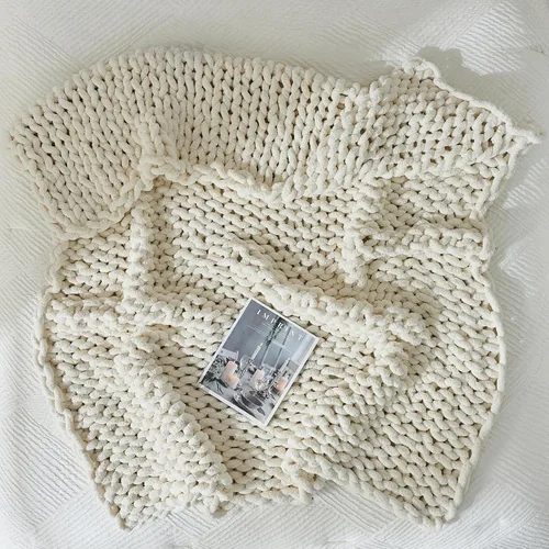 Miniatura 3 de YAAPSU Manta de punto grueso para sofá, 51 x 63 pulgadas, 100 % tejida a mano con hilo de felpilla acogedor jumbo, manta de ganchillo suave con nudo