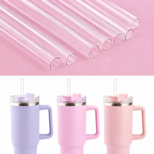 Miniatura 5 de Popote de repuesto compatible con vaso Stanley Quencher de 40 onzas, popotes de plástico reutilizables extra largos de 12 pulgadas para taza de 40