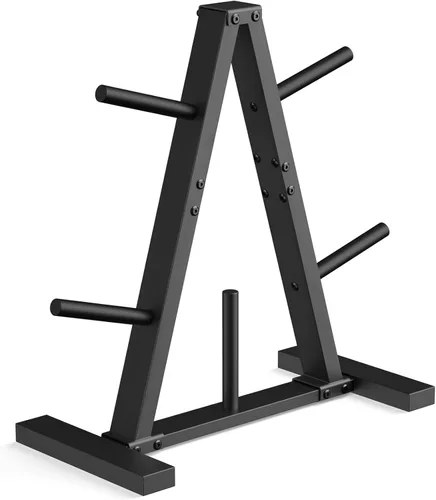 Estante para platos de peso, árbol de pesas, soporte de almacenamiento para gimnasio en casa, soporta 300 libras 1 pulgada negro