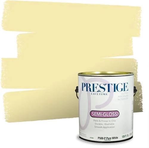 Miniatura 75 de PRESTIGE Pinturas Pintura Exterior e Imprimación En Uno, 1 Galón, Satinado, Pareja Comparable de Benjamin Moore* Amarillo* 320BM-PCM