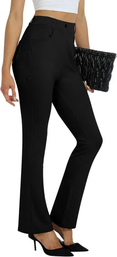 Miniatura 2 de MoFiz Pantalones de yoga para mujer, corte de bota, pantalones de trabajo, elásticos, para oficina, casuales, pantalones de golf pequeñosregular2931
