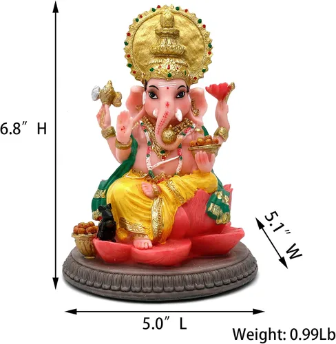 Miniatura 5 de alikiki Estatua de ídolo hindú de Dios Ganesha – 6.8 pulgadas hindú Murti Lord Ganesh Ganpati para oficina en casa, altar mandir templo Pooja