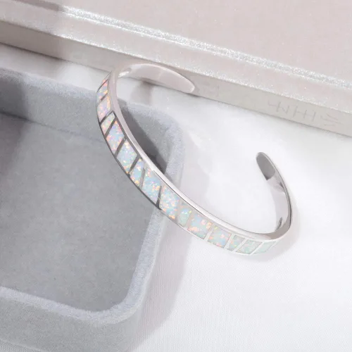 Miniatura 5 de CiNily Pulsera de ópalo para mujer, chapada en oro, hipoalergénica, con piedras preciosas abiertas