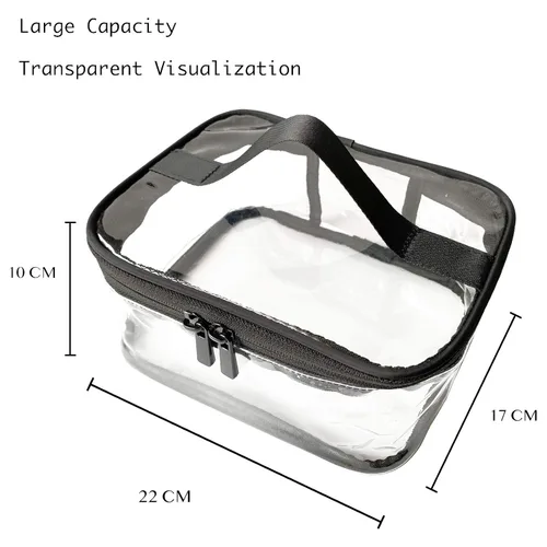 Miniatura 5 de Paquete de 2 neceseres de maquillaje, bolsa transparente para cosméticos, portátil, impermeable, transparente, para viajes, almacenamiento grande