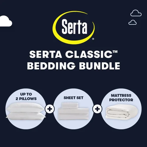 Miniatura 2 de Serta Paquete de ropa de cama clásica, contiene un protector de colchón de tamaño individual y un juego de sábanas junto con una almohada estándar