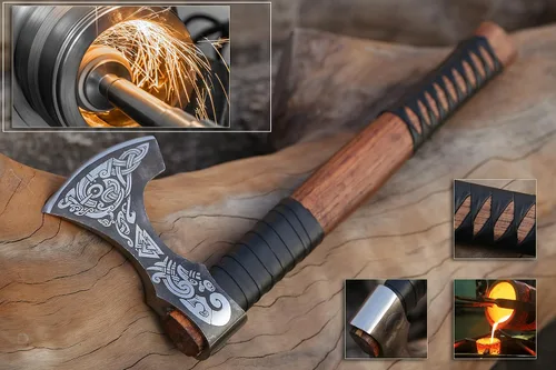 Miniatura 4 de Hacha Vikinga – Mango de Palisandro de 19 Pulgadas con Funda de Cuero, Hachas de Lanzamiento y Tomahawks, Hacha para Dividir Madera, Bushcraft - ERIK