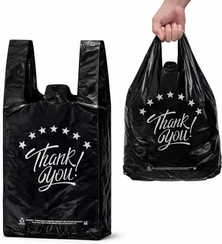 Miniatura 13 de YoYoRain 1000 piezas de bolsas de camiseta blancas "Thank You" – Bolsas de compras reutilizables y desechables para comestibles y supermercado