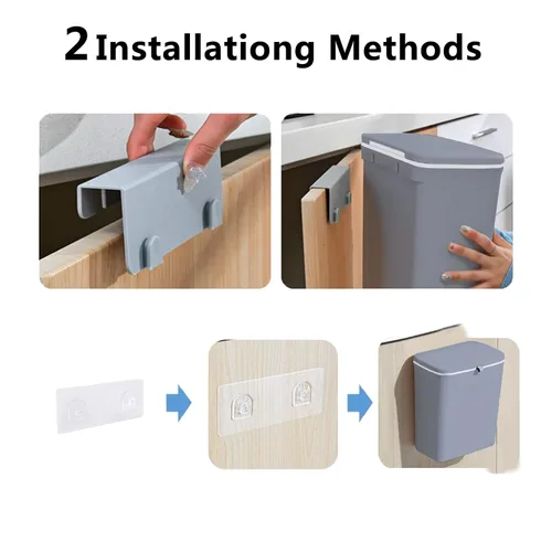 Miniatura 4 de TOPROAD Basurero colgante de cocina, de 2.4 galones, para encimera de compost, pequeño cubo de basura con tapa para armario, baño, dormitorio