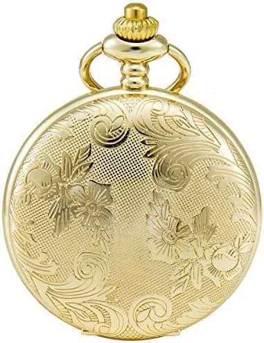 SEWOR - Reloj de bolsillo de cuarzo vintage con cadena de dos tipos (cuero+metal)