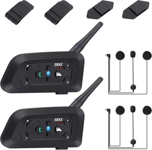 Miniatura 10 de V4 Plus Motorcycle Bluetooth Helmet Intercom Headset, 4 Rides Group Communication System for Motorcycling Soccer Referees Skiing ATV/Off Road