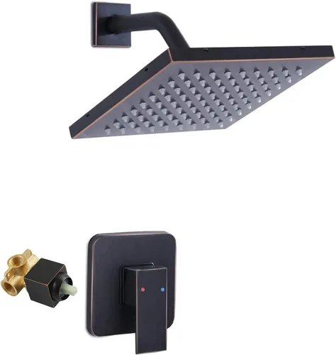 Grifo de Ducha de Bronce Aceitado GGStudy Kit de Acabado de Ducha de Una Sola Función con Válvula de Instalación Empotrada Conjunto de Ducha de Baño