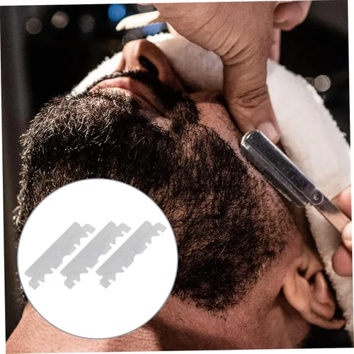 Miniatura 7 de Beavorty 300 piezas de cuchilla de afeitar cortador de cara cortador de barbería cuchillas recubiertas de platino afeitador para hombres viejo