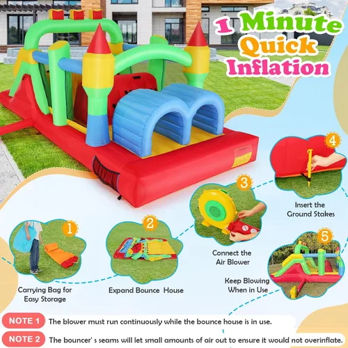 Miniatura 5 de Whubefy Casa inflable para carrera de obstáculos para niños grandes de 8 a 12 años, castillo de rebote grande de 18.5 x 8 pies con toboganes
