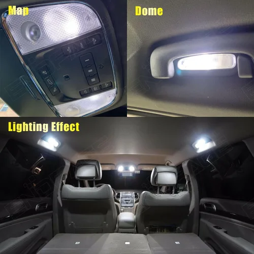 Miniatura 4 de Paquete de 15 luces LED Durango para interiores Dodge Durango 2011 2012 2013 2014 2015 2016 2017 2018 2019 2020 2021 paquete de iluminación LED