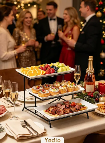 Miniatura 6 de Bandejas de servir de 3 niveles para fiesta, platos y bandejas de servir de porcelana, soporte de bandeja escalonada de 12 pulgadas, bandeja
