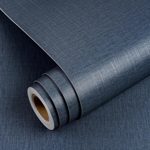 Miniatura 9 de YENHOME Papel tapiz de vinilo azul oscuro con textura para despegar y pegar, papel de pared texturizado de 17.7 x 118 pulgadas, papel tapiz