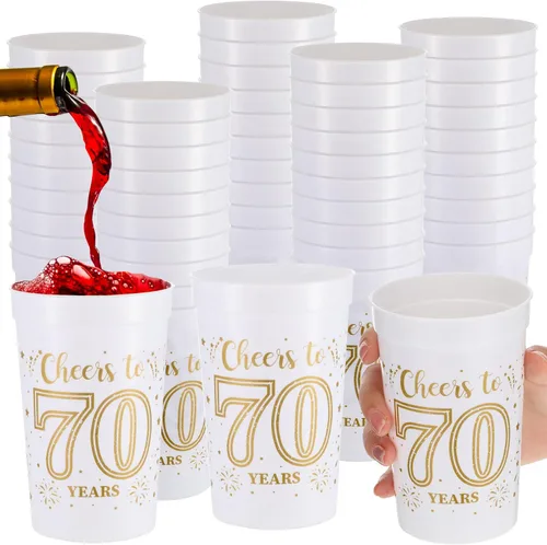 Miniatura 8 de Lallisa 40 tazas de plástico para fiestas de cumpleaños 40 a granel, de 16 onzas a 40 años, decoraciones de fiesta de 40 años, regalos de fiesta