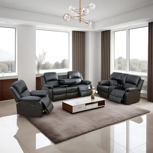 Juego de sofá reclinable manual con mesa desplegable, juegos de sofás de pana, juegos de muebles de sala de estar, juegos de sofá reclinable manual