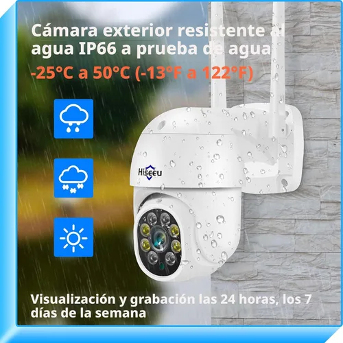 Miniatura 2 de Hiseeu - Cámara de seguridad de 2K para exteriores, con WiFi, zoom digital, inclinación, panorámica de 360°, 3MP y 2.4 G, seguimiento de movimiento
