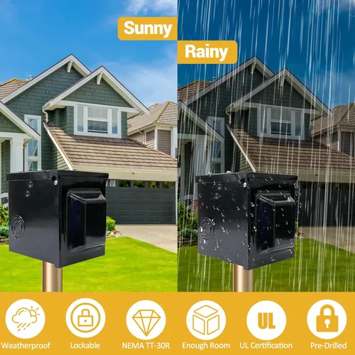 Miniatura 5 de RV/EV Caja de toma de corriente de 30 amperios, 125/250 voltios, panel de alimentación cerrado y resistente al agua, receptáculo 14-50R