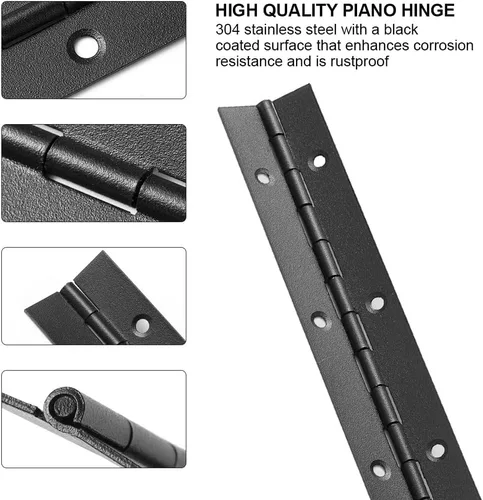 Miniatura 5 de Paquete de 8 bisagras para piano de 8 pulgadas, bisagra continua resistente con agujeros para gabinetes, barcos, puertas marinas, acero inoxidable