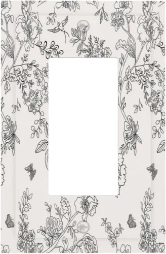 Miniatura 68 de Cubierta decorativa para interruptor de luz, diseño de pájaros y flores florales en blanco y negro, 2 bandas, cubierta decorativa para pared, placa