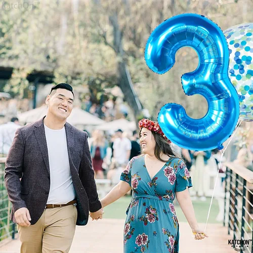 Miniatura 988 de KatchOn, Globo grande azul número 2 de 40 pulgadas Decoraciones de cumpleaños de Baby Shark para niño de 2 años Globo azul número 2 Globo