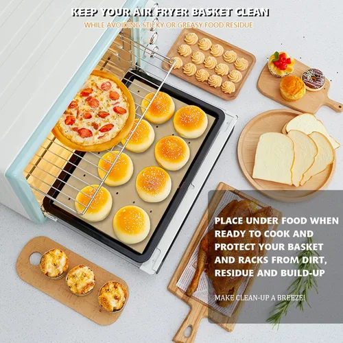Miniatura 5 de 100 piezas de papel pergamino sin blanquear, forros cuadrados perforados para freidora de aire Cuisinart, Breville, Black and Decker, hornos