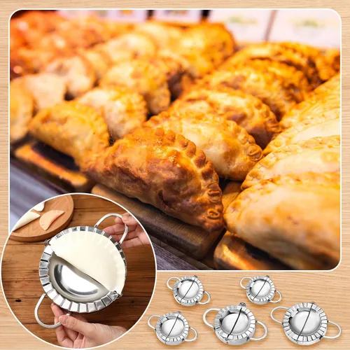 Miniatura 6 de Vesici Paquete de 5 unidades de acero inoxidable para hacer albóndigas, prensa para perogies, envoltura de albóndigas, molde para ravioles, cortador