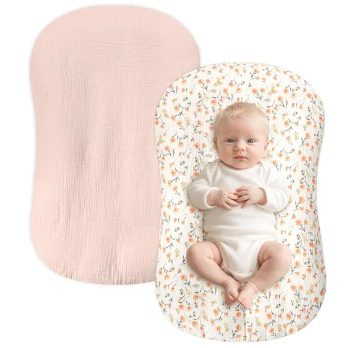 Miniatura 12 de Funda de muselina para tumbona de bebé suave de algodón orgánico, cubre para tumbona de recién nacido para bebés, niñas y niños (Azul)