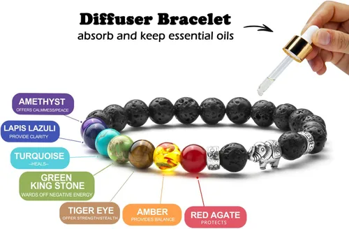 Miniatura 10 de Men Women 8mm Lava Rock 7 Chakra Beads Chakra Bracelet Braided Rope Natural Stone Yoga Bracelet Bangle