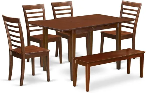 Miniatura 14 de East West Furniture NOML3-MAH-LC - Juego de mesa de comedor de 3 piezas contiene una mesa de comedor rectangular con hoja de mariposa y 2 sillas