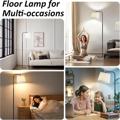 Miniatura 6 de Lámpara de pie AKASUKI para sala de estar con 3 temperaturas de color, lámparas de pie con interruptor de pie para sala de estar, dormitorio, Negro