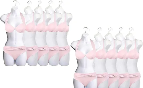 Miniatura 5 de Maniquí Femenino de Cadera de Torso Largo Espalda Hueca Cuerpo Apilable Forma de Vestido con Gancho Colgante para Exhibición de Camisetas, Encimera