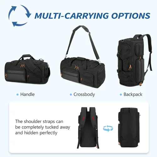 Miniatura 6 de Searock Bolsa de gimnasio de 40 L para hombres, mochila 3 en 1 para viajes, bolsas deportivas para gimnasio, campamento, bolsa de fin de semana