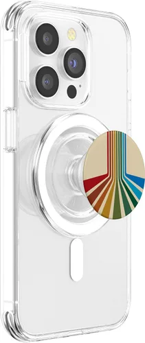 Miniatura 3 de PopSockets MagSafe PopGrip de estilo retro de los años 70 con diseño de rayas multicolor para iPhone