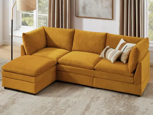 Miniatura 30 de VANOMi Sofá modular Cloud de 98 pulgadas para sala de estar, sofá cama moderno de gran tamaño con asiento profundo, otomana de cojín grueso de doble