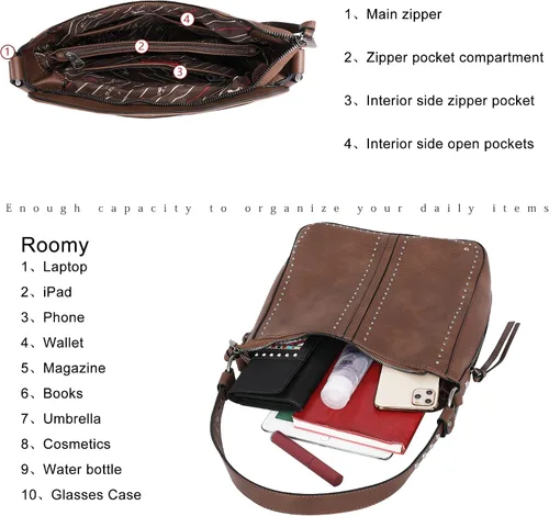 Miniatura 5 de Montana West - Bolsos de mano para mujeres aptos para porte oculto de arma. Bolsos de cuero tipo bandolera. Juego de tres piezas.