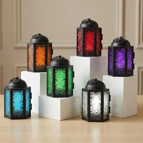 Miniatura 12 de VELA LANTERNS - Juego de 4 linternas para velas tea light, estilo mini marroquí, de 4.25" de tamaño pequeño, decorativas para mesa o colgar, metal