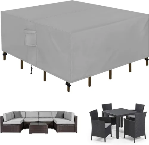 Miniatura 15 de Easy-Going Funda rectangular para muebles de patio, impermeable, para mesa de comedor y silla, anti-UV, juego de fundas de sofá seccional exterior