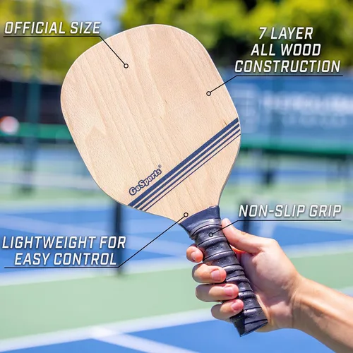 Miniatura 3 de GoSports Juego de Pickleball - Clásico, Retro, Azul Acero, o Amarillo - Incluye 4 Palas, 4 Pickleballs de Regulación y Estuche de Transporte 4