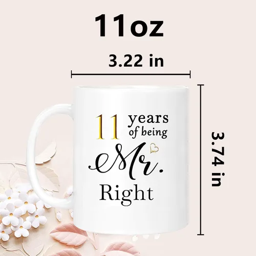 Miniatura 6 de Juego de 2 Tazas de Café del 11º Aniversario, Regalos de Boda del 11º Año Decoraciones de Aniversario para Parejas Padres Hombres Mujeres Marido