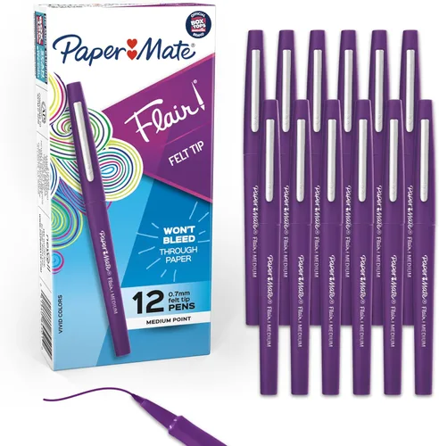 Miniatura 10 de Paper Mate® Flair Bolígrafos de punta de fieltro, punta media (0.028 in), colores surtidos, 12 unidades, edición de 250 aniversario de EE. UU