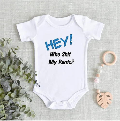 Miniatura 5 de Hey Who Shit My Pants Mameluco divertido de regalo para recién nacido lindo bebé